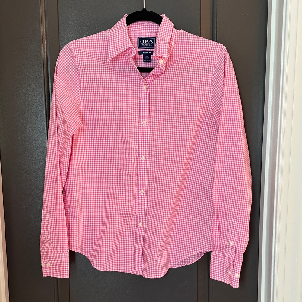 Chaps Pink Checkered Button‎ Down Shirt